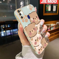 JIUMOO เคสปลอกสำหรับ Samsung กาแลคซี M30s M21การ์ตูนหมีน่ารักดีไซน์ใหม่เคสมือถือขอบสี่เหลี่ยมเคสบางลายชุบเคสนิ่มกล้องฝาปิดเลนส์กันกระแทก