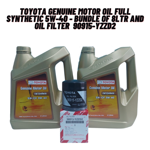 Toyota Genuine Motor Oil Full Synthetic 5W-40 - Bundle Of 8 LTR And Oil ...