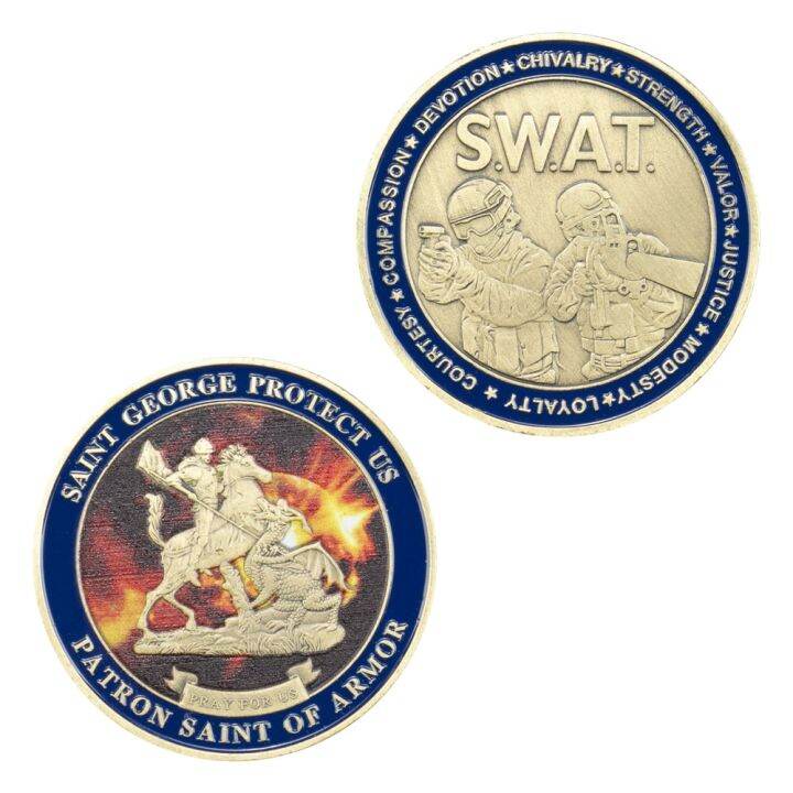 St. Patron Saint Of Armor Protect Us SWAT Police Bronze Plated