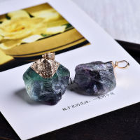 1Pc คริสตัลธรรมชาติ Fluorite Ore หิน Chakra Healing สีม่วงสีเขียว Fluorite จี้ DIY Gift