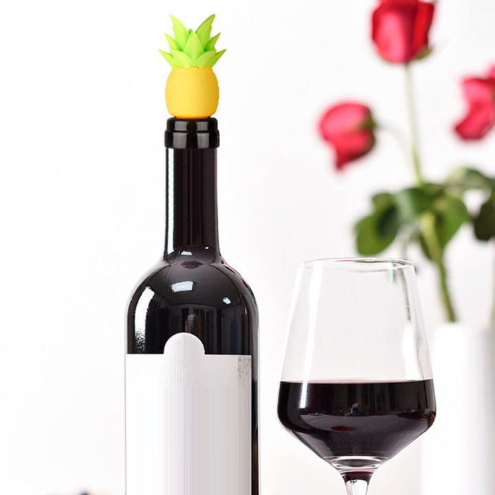 ใช้งานง่ายจุกไวน์อาหารเกรดจุกไวน์สับปะรด3d-หลากสีชุดอุดไวน์ซิลิโคนที่ใช้งานง่ายสำหรับการเก็บรักษาไวน์ที่รั่วซึมอย่างสมบูรณ์แบบ