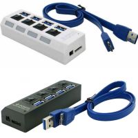 ❆ USB 3.0 Hub 4 Ports 5Gbps High Speed Hub-usb Portable USB Hub With On/Off Switch USB Splitter Adapter Cable Black White