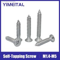 ☢❧ YIMEITAL M1.4M1.7M2 M2.2M2.6M3 M4 M5 304 Stainless Steel Cross Recessed Countersunk Flat Head Self-tapping Screws Wood Screws