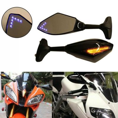 “：{}” Motorcycle LED Rearview Mirror With Light For Yamaha YZF R1 R6 FZ1 FZ6 600R R3