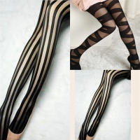 QianXing Shop y Women Bandage Silk Stockings Black Cross Band Vintage Stretch Stockings Tights Leggings