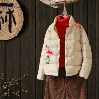 ZZOOI Lagabogy New Winter Women White Duck Down Coat Casual Light Warm Overcoat Female Embroidery Puffer Jacket Short Oversized Parkas