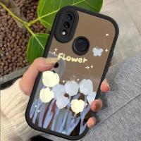 เคสสำหรับเคส Redmi Note 7 Pro ภาพวาดสีน้ำมันพื้นผิวกระจกเคสลายดอกไม้เคสโทรศัพท์บางและนุ่ม