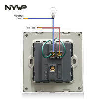 NYWP Luxury Crystal Tempered Glass Panel 1 Gang 2 Way Light Switch On Off Wall Switch With LED Indicator 16A AC 250V