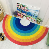 【cw】1PC Home Rainbow Doormat Semicircle Floor Mat Bathroom Door Entrance Non-slip Mats Cartoon Color Rug Dustproof Waterproof Car ！