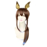 ?วิกผมอะนิเมะ Ark tomorrow Amy COS her wig crestor rabbit ear/donkey ears dark brown gradient blue wigs wholesale role