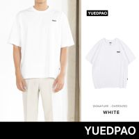 Yuedpao แท้100% ไม่ย้วย ไม่หด ไม่ต้องรีด ผ้านุ่มใส่สบายมาก เสื้อยืดเปล่า เสื้อยืดสีพื้น OVERSIZED SIGNATRE_WHITE