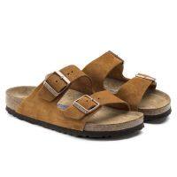 BIRKENSTOCK 【Brother Shop-shoe รองเท้าผู้ชาย � พร้อมส่ง! 2019 รองเท้าแตะหนังวัวแท้ สไตล์เยอรมัน คลาสสิค สองเบาะ "นุ่ม" คาเมล (ของแท้ -BR 2EUR EUR 2BR