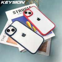 KEYSION เคสใสแฟชั่นสำหรับ iPhone 15 Pro Max 15 Plus ฝาหลังโทรศัพท์โปร่งใสกันกระแทก HD สำหรับ iPhone 14 Pro Max 14Plus