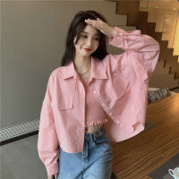 Sun protection shirt Womens Small spring thin loose strap outer wear cardigan design sense polo collar long sleeve shirt