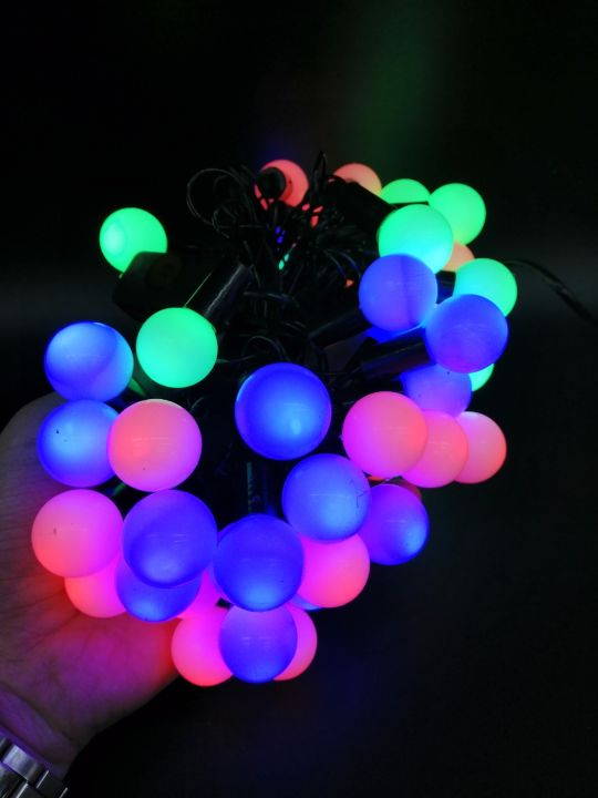 christmas-light-led-ไฟกระพริบได้-50-ดวง-ไข่ปลาใหญ่-กระพริบหลากสี-1-จังหวะ-สายยาว-9-เมตร-ใช้ไฟบ้าน220v-กันน้ำกันฝน