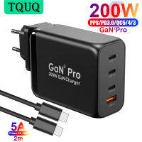 200W GaN 3 Pro USB-C Fast Charger, TQUQ 4-port PD 100W PPS 65W 45W QC5 for 13 Pro Samsung HP Laptops