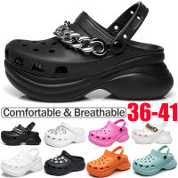 Croc Increase 6-8 cm Big chain Clogs Wedges Platform Garden Shoes Outdoor Slippers Hollow for Beach Sandals Thick Sole