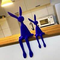 Creative Flocking Rabbit Statue Nordic Home Living Room Decoration Kawaii Decor Desk Accessories Sculpture Figurine for Interior