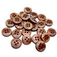 100/200/500PCS 11mm Retro Dark Red Pattern 4 Hole Wood Buttons DIY Scarf Clothing Home Decor Sewing Scrapbooking Making Buttons