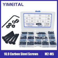 M2 M2.5 M3 M4 M5 Screw Set 10.9 Black Carbon Steel Round Head Socket Head Cap Screw and Nut Kit