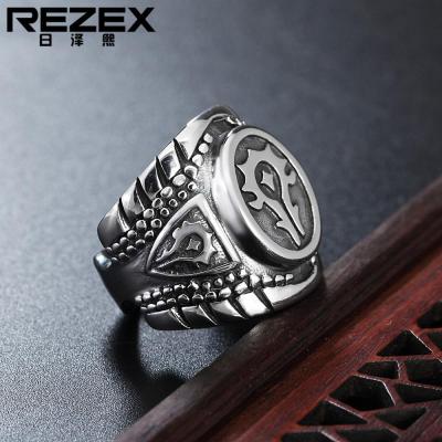 REZEX เครื่องประดับผู้ชาย,แหวนเหล็กไทเทเนียมบุคลิกภาพพังค์ย้อนยุคแหวนเกม