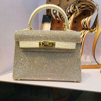 2022 Xianjian Elegant Shining Bling Genuine Leather Handbag Full Rhinestone High Quality Lady Luxuriours Famous Bags