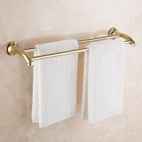 ▫ Gold Finish Stainless Steel Bathroom Accessory Double Towel Bar Towel Rail Towel Holder