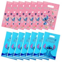 Disney Lilo &amp; Stitch Pink Blue Candy Bag Handle Gift Bag Girls Boys Birthday Decoration Snack Loot Package Festival Party Favor Gift Wrapping  Bags