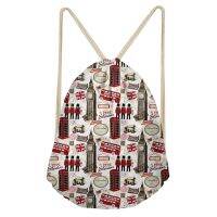 HOT TIQAIASGOP 105 อังกฤษทหารสไตล์3D พิมพ์ถุง Drawstring สบายๆบิ๊กเบน Mochila Cuerda ฮาราจูกุธงกระเป๋าเป้สะพายหลังผู้หญิงผู้ชาย Modis ถุงสตริง