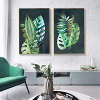 Green Leaf Art Wall Painting - Nordic Plants ภาพวาดผ้าใบโปสเตอร์และภาพพิมพ์-รูปภาพสำหรับ Cafe Living Room Home Decor - Cuadros