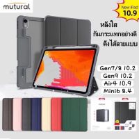 เคสกันกระแทกสำหลับIpad mutural หลังใส ใส่ปากกา  MINI6/Gen7 Gen8 Gen9 10.2 Air4 10.9 Gen 6 Gen 5 9.7