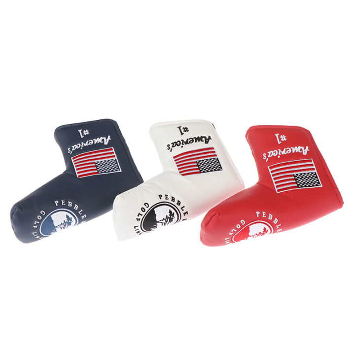 laogeliang-ฝาครอบไม้กอล์ฟ1x-ฝาครอบพัตเตอร์สำหรับ-pebble-beach-putter-us-flag