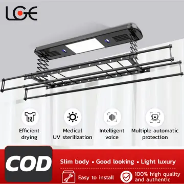 Smart Electric Ceiling Mounted Lifting Clothes Hanger Laundry Rack Wall  Mount Electric Clothes Dryer With UV Disinfection