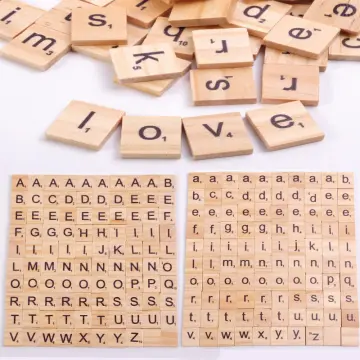 100pcs Wooden Scrabble Letters English Alphabet Word Scrabble Tiles DIY  Crafting Numbers Digital Puzzle Wood Toys for Child