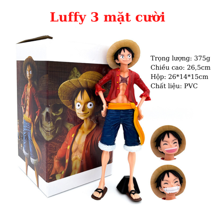 Mô hình One Piece Luffy 3 Mặt Biểu Cảm Cao 26.5 cm hàng cao cấp ...