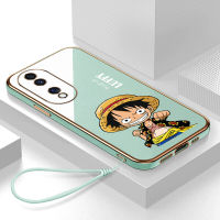 เคส Honor 70 Case Cartoon Luffy เคสหรูหรา 6D ชุบซิลิโคนอ่อนนุ่มกรอบสี่เหลี่ยม Shiny Bling ฝาหลัง