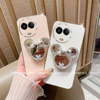 Phone Case เคส Realme11 4G 5G Realme C51 C53 NFC การ์ตูนน่ารักแฟชั่นของเคสเคลือบอิเล็คโทรเพลทขาตั้งกระจกแต่งหน้า Realme 11 4G 5G NFC ปกอ่อน2023