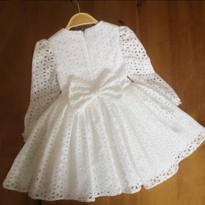 NNJXD Kids Autumn Long Sleeve Lace Dress White Flower Girl Dresses Children Girls Wedding Party Clothes