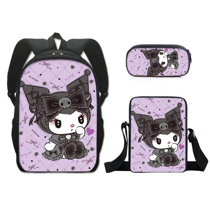 3pcs-kawaii-kuromi-large-capacity-backpack-cinnamorol-square-bag-anime-cosplay-bag-travel-bag-school-student-girl-gift