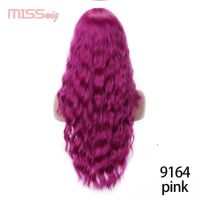 Pure Red Black Color Long Water Wave Hairstyle Wigs For Women Synthetic Hair High Temperature Fiber Average Siz Gift ของขวัญ