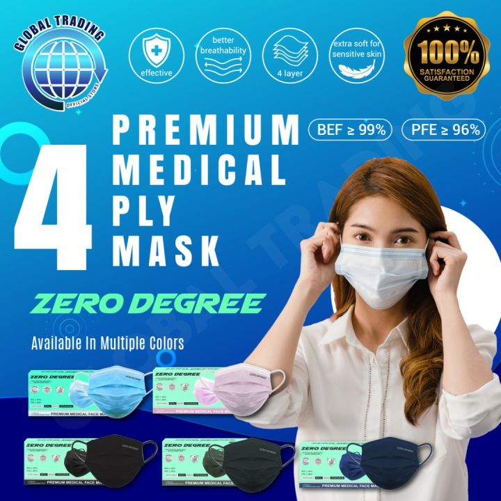 Zero Degree 50pcs Medi 4Ply Dispoable Premium Grade Medical Face Mask 4 ...