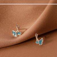 Simple Blue Ginkgo Leaf Ear Studs Female Silver Color Earrrings for Women Piercing Hypoallergenic Simple Small Special Design