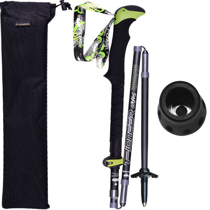 Professional Folding Trekking Poles Carbon Alpenstocks Outdoor Cross