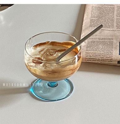 【High-end cups】 ฝรั่งเศสย้อนยุคสี G Oblet แก้วใสถ้วยกาแฟนมโยเกิร์ตไอศครีมถ้วยพรรคแก้วแชมเปญ
