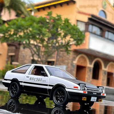 1:20 Movie Car INITIAL D Toyota AE86 Alloy Car Model Diecast &amp; Toy Vehicles Metal Car Model Simulation Sound Light Kids Toy Gift