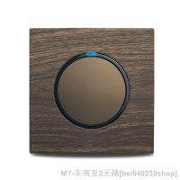 Wallpad Aluminum Panel 1 2 3 4 Gang Crossover Pass Through Impulse Momentary Switch LED Indicator Wooden Wall Light Switch