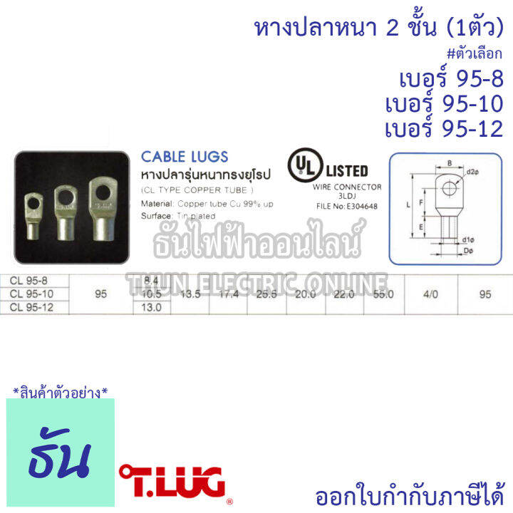 tlug-หางปลาสายไฟ-ทองแดง-เบอร์-95-8-95-10-95-12-1ตัว-หางปลา-หนา-2ชั้น-ทรงยุโรป-หางปลาหนาสองชั้น-หางปลากลม-ธันไฟฟ้า