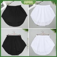 กระโปรงใต้ด้านบนปลอมยาวครึ่งล่างปรับได้สำหรับผู้หญิง PPQQ ROK Mini สีขาวดำ