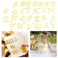 Golden Acrylic 26 English Letter Alphabet Cake Decorating Mold for Birthday Party Wedding Dessert DIY Decoration Cake Topper Traps  Drains