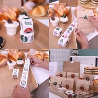 Christmas Stickers Roll 1.5 Inch 500 PCs Labels Mixed for Business Baking Packaging Envelope Gift Wrap Bag Sealing Wax Stickers Labels